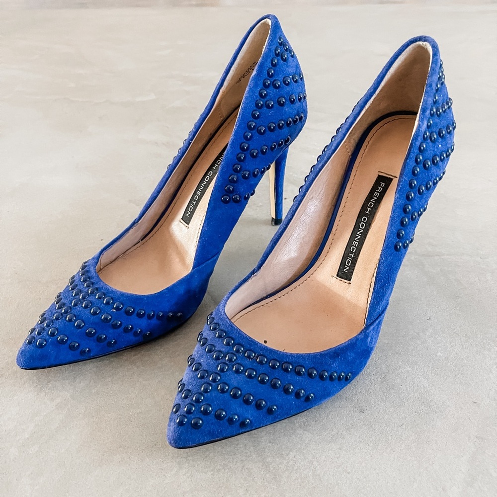 French Connection Studded Blue Pumps